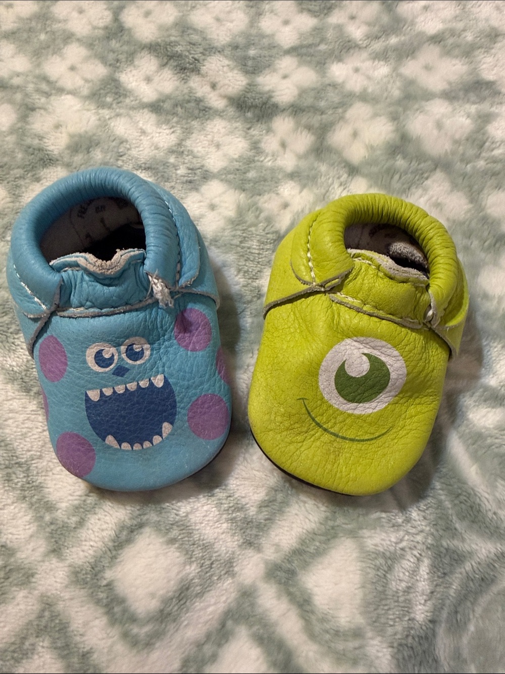 Disney Kids Monster Slip-On Leather robeez in Blue and Lime